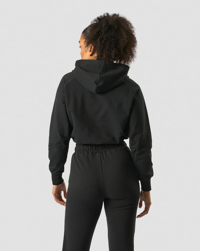 adjustable cropped hoodie black wmn