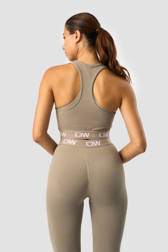 define seamless logo cropped tank top taupe