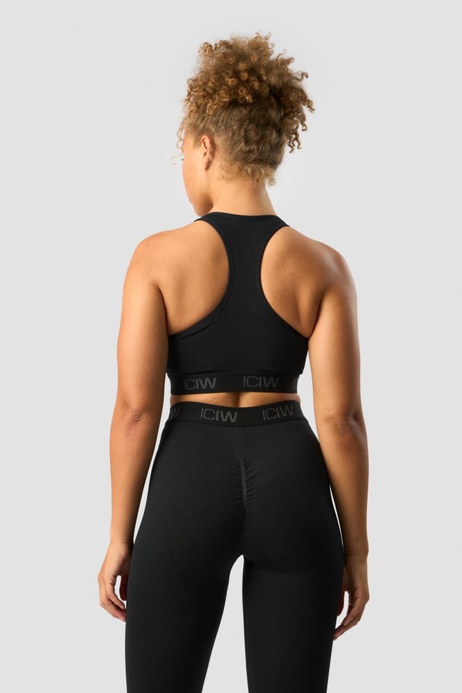 define seamless logo scrunch sports bra black