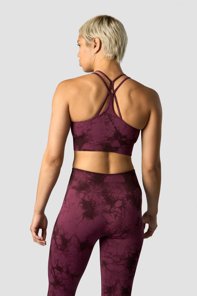 define seamless tie dye sports bra burgundy