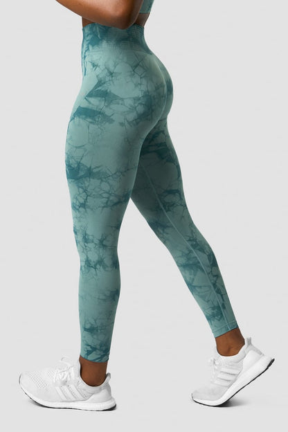 define seamless tie dye tights teal