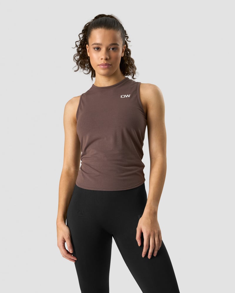 empowering open back tank chestnut brown