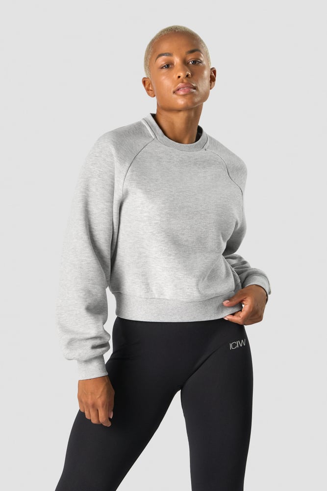 everyday cropped crewneck light grey melange