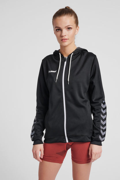 HUMMEL - Hmlauthentic Poly Zip Hoodie Woman - Black/white