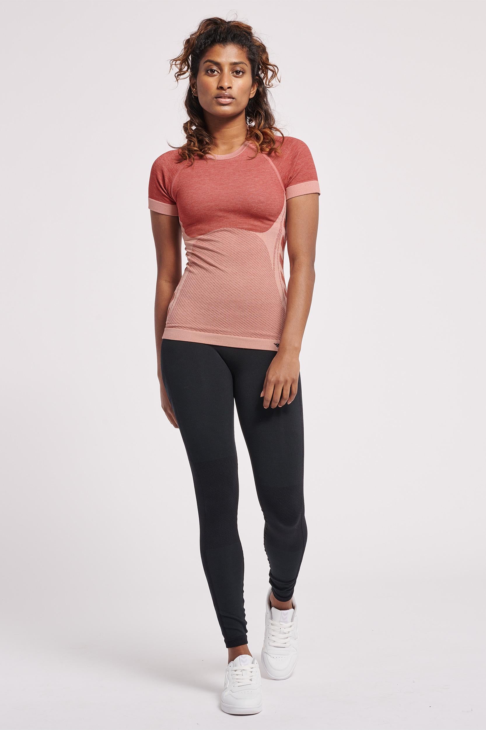 HUMMEL - Hmlclea Seamless Tight T-shirt - Withered Rose/rose Tan Melange