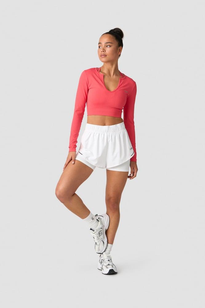 ICANIWILL - Ribbed Define Seamless Cropped Long Sleeve - Coral Red