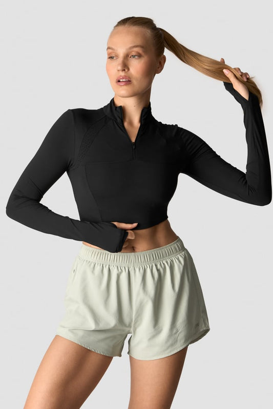 mirage cropped long sleeve wmn black