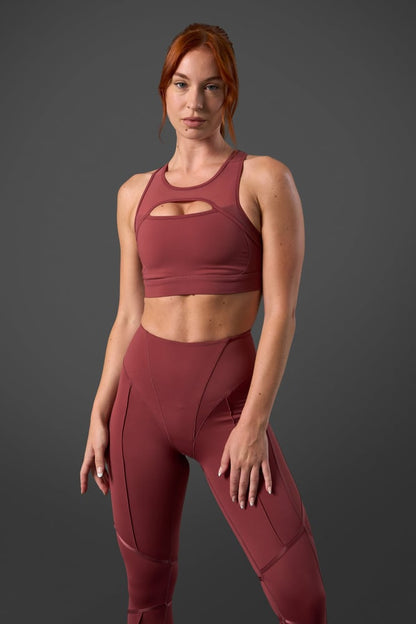 reboot sports bra brick red