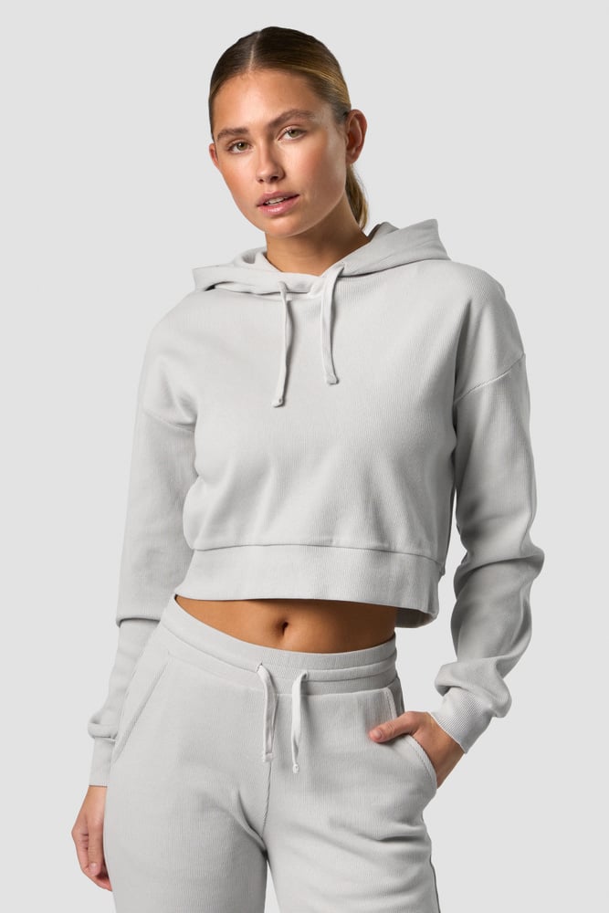 recharge cropped hoodie wmn light grey