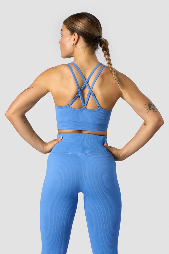 ribbed define seamless strappy bra pacific blue