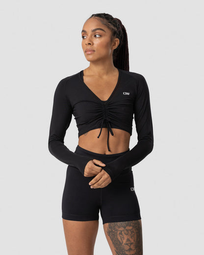 scrunch long sleeve black wmn